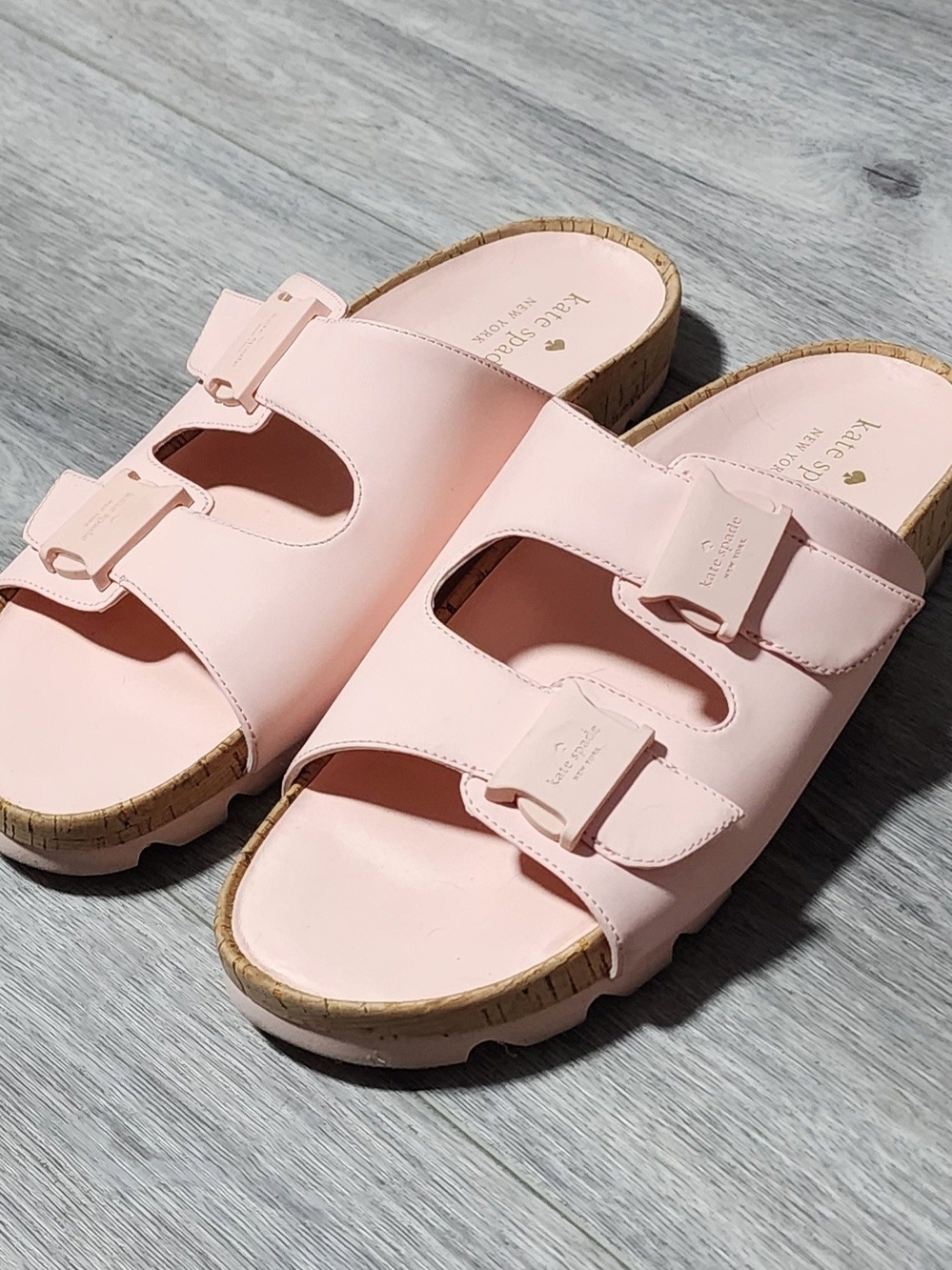Kate Spade Becca Soft Conch Pink Double Strap Leather Sandals Womens Size 9